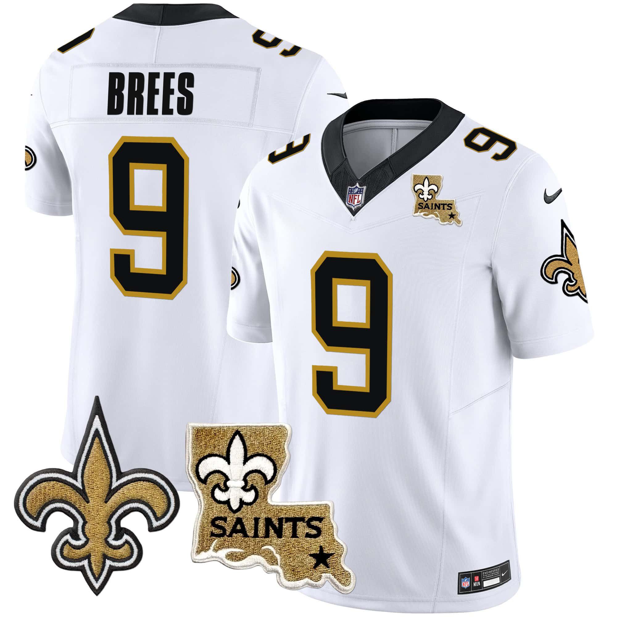 Men New Orleans Saints 9 Brees White 2024 Nike Vapor Limited NFL Jersey